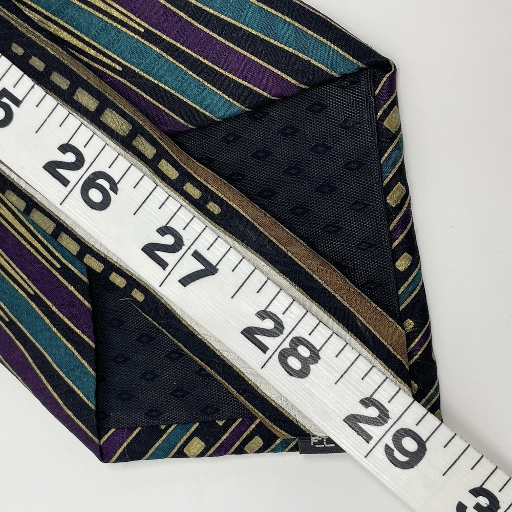 Fanti Italy Tie Handmade Silk Gold Teal Purple Black VTG 4x58" Geometric Classic - Picture 6 of 7